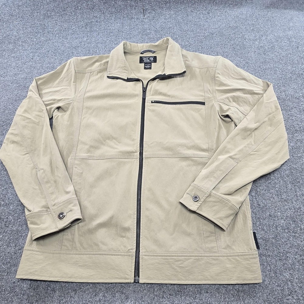 Mountain Hardwear Jacket Mens Large Beige Softshell Full Zip Hiking OM5928